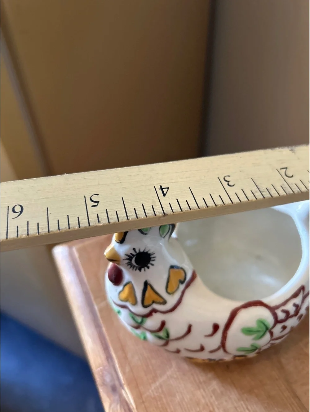 Hand-Painted Ceramic Hen Figurine Planter or Decorative Bowl